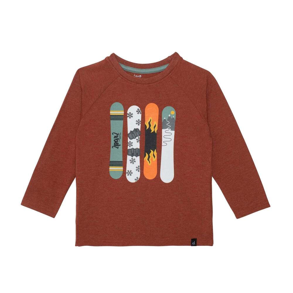 Long Sleeve Tee Shirt With Snowboard Print - 5